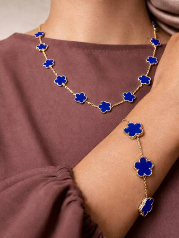Parure trèfle – Collier & Bracelet en acier inoxydable