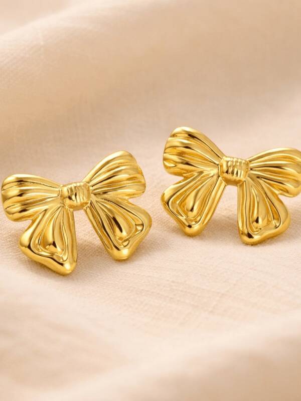 Boucles d’oreilles nœud doré – Acier inoxydable