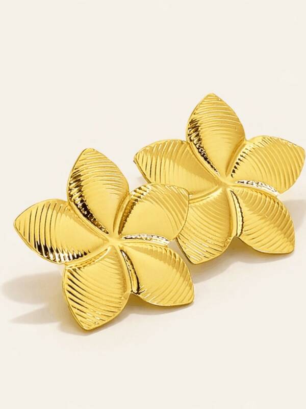Boucles d’oreilles fleur dorée – Acier inoxydable